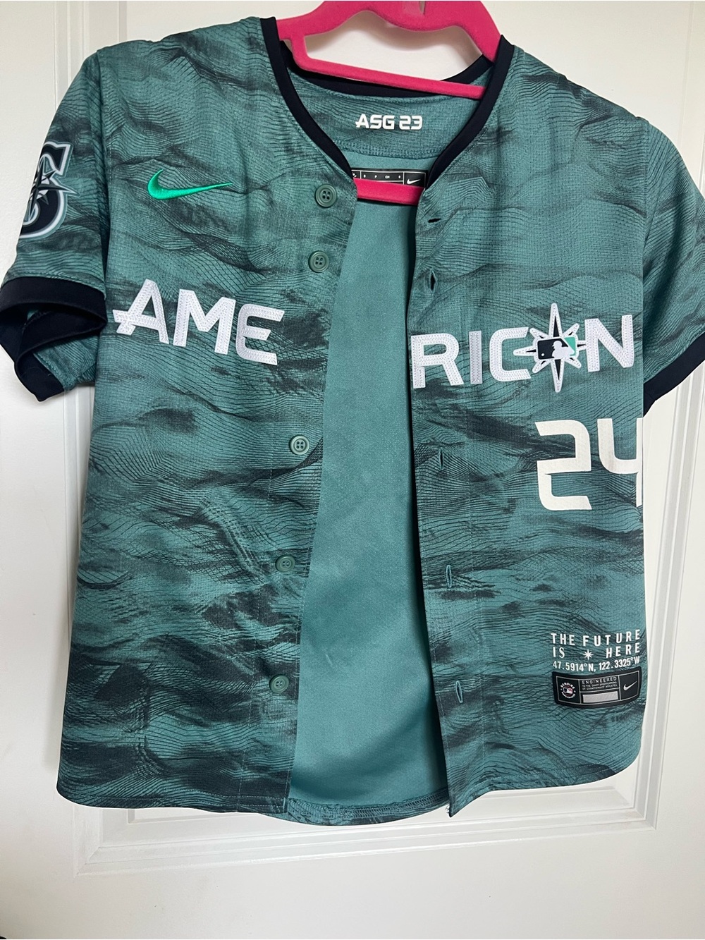 Nike ASG 23 Teal Baseball Jersey with White Logo
